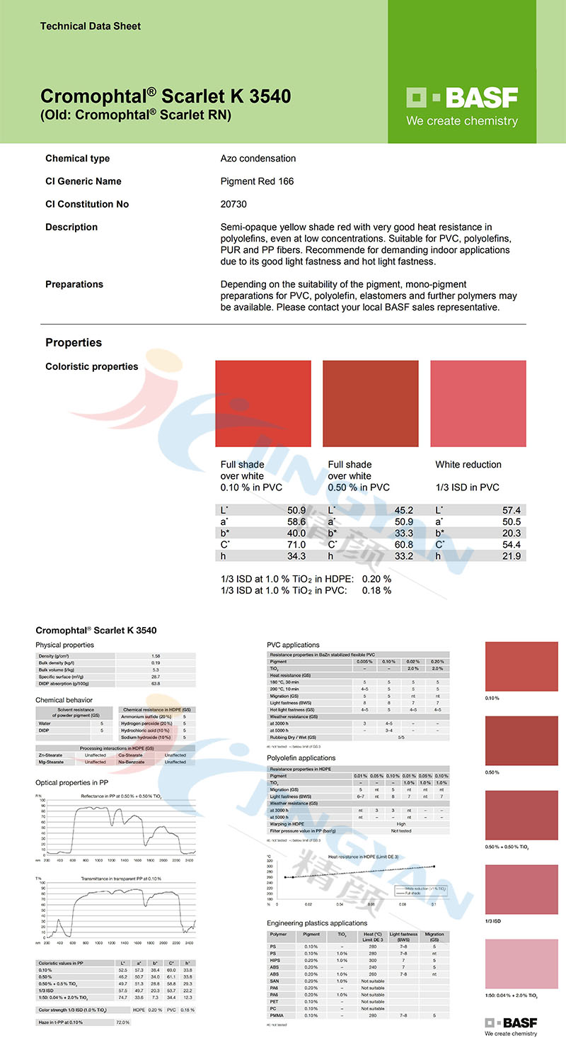 BASF Cromophtal Red K3540/RN(R-166)巴斯夫颜料K3540?汽巴RN有机颜料