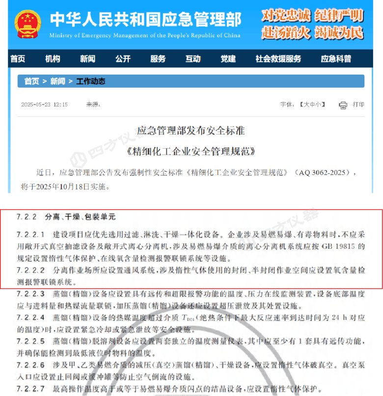 AQ 3062新规发布！四方仪器助您精准选型离心机氧分析仪，安全达标无忧